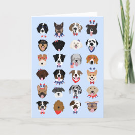 Vierde juli Dog Faces Feestdagen Kaart