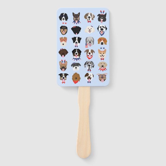 Vierde juli Dog Faces Handwaaier (Voorkant)