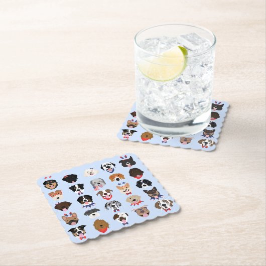 Vierde juli Dog Faces Kartonnen Onderzetters (Insitu)