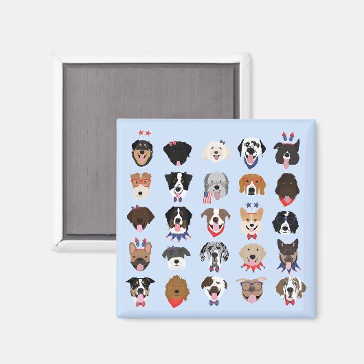 Vierde juli Dog Faces Magneet (Voorkant / Achterkant)