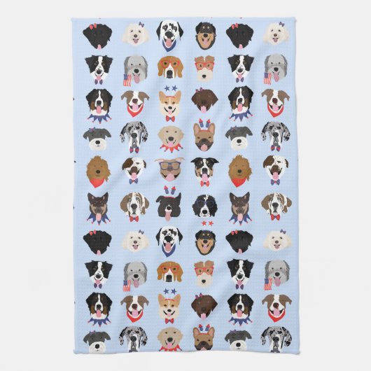 Vierde juli Dog Faces Theedoek (Verticaal)