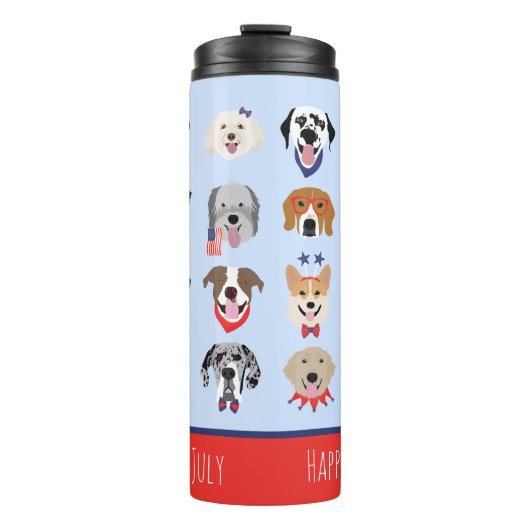 Vierde juli Dog Faces Thermosbeker (Voorkant)