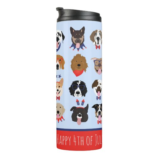 Vierde juli Dog Faces Thermosbeker (Geroteerd rechts)