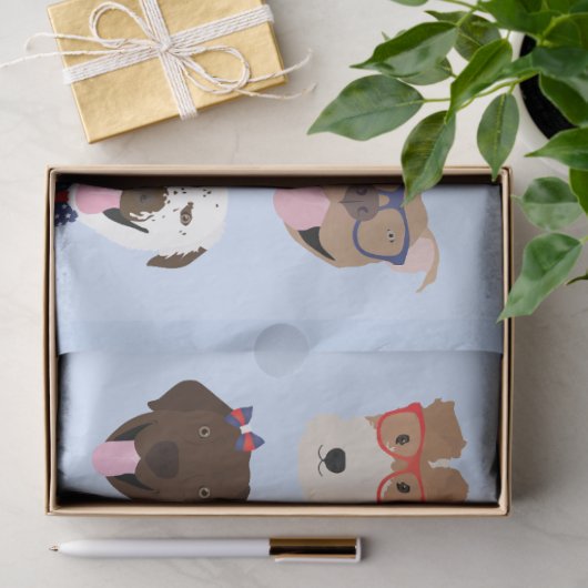 Vierde juli Dog Faces Tissuepapier (Geschenk)