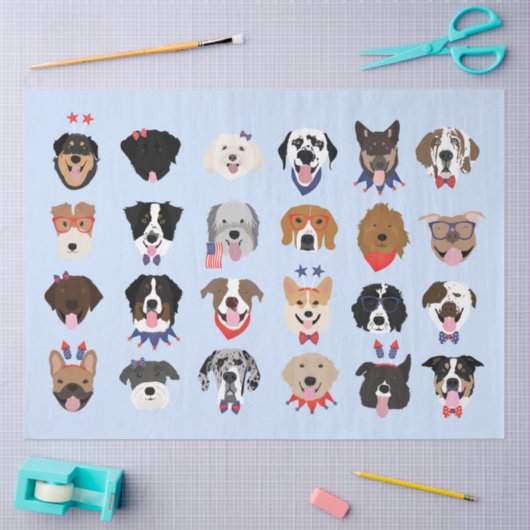 Vierde juli Dog Faces Tissuepapier (Craft)