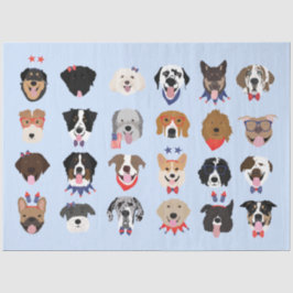 Vierde juli Dog Faces Tissuepapier