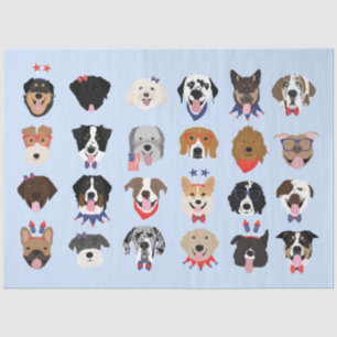 Vierde juli Dog Faces Tissuepapier