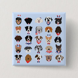 Vierde juli Dog Faces Vierkante Button 5,1 Cm