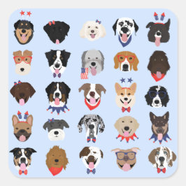 Vierde juli Dog Faces Vierkante Sticker