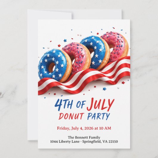 Vierde Juli Donut Feest - Patriottische Donuts Kaart (Voorkant)