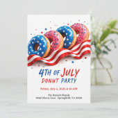 Vierde Juli Donut Feest - Patriottische Donuts Kaart (Staand voorkant)