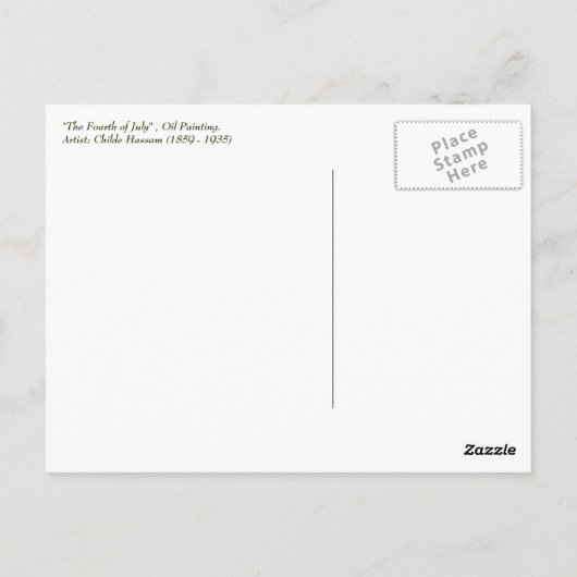 "Vierde juli" door Childe Hassam Briefkaart (Achterkant)
