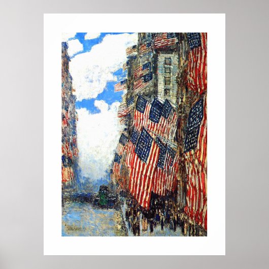 "Vierde juli" door Childe Hassam Fine Art Poster (Voorkant)