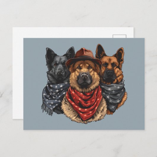 Vierde juli Duitse herdershonden Briefkaart (Voorkant / Achterkant)