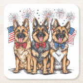 Vierde juli Duitse herdershonden Kartonnen Onderzetters (Voorkant)