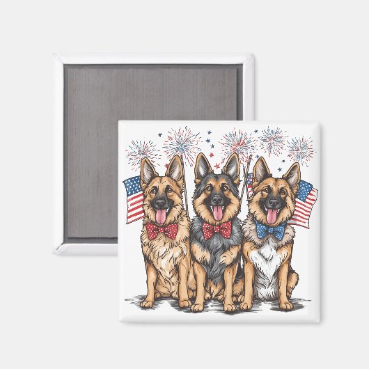 Vierde juli Duitse herdershonden Magneet (Voorkant / Achterkant)