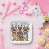 Vierde juli Duitse herdershonden Papieren Bordje (Feest)