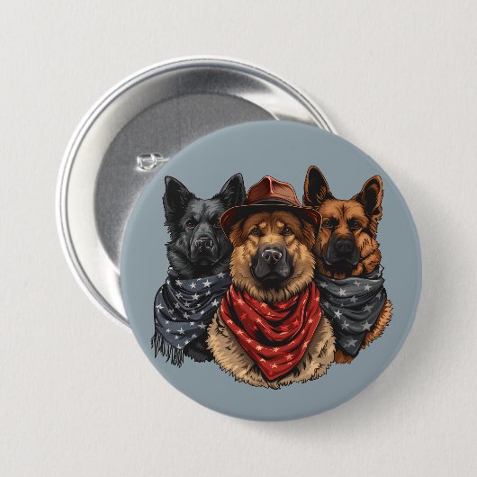 Vierde juli Duitse herdershonden Ronde Button 7,6 Cm (Voorkant /achterkant)