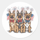 Vierde juli Duitse herdershonden Ronde Sticker (Voorkant)