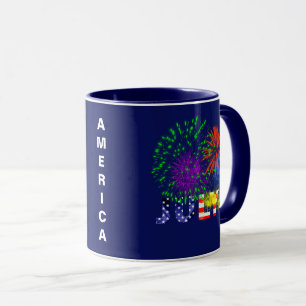 Vierde juli en vuurwerk mok