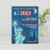 Vierde Juli Feest Uitnodiging (Staand voorkant)