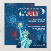 Vierde Juli Feest Uitnodiging (Voorkant / Achterkant)