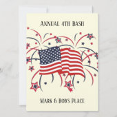 Vierde Juli Feest Uitnodigingen Geel (Achterkant)