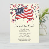 Vierde Juli Feest Uitnodigingen Geel (Staand voorkant)