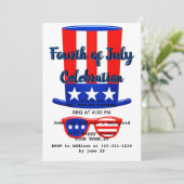 Vierde Juli-feesthoed en -bril Kaart (Staand voorkant)