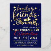 Vierde Juli Feeststerren Folie Uitnodiging (Voorkant)
