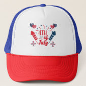 Vierde juli Fireworks Red White Blue Patriotic Trucker Pet (Voorkant)