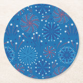 Vierde juli Fireworks Ronde Kartonnen Onderzetter (Voorkant)