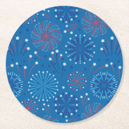 Vierde juli Fireworks Ronde Kartonnen Onderzetter
