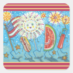 VIERDE JULI GANG & VUURWERK STICKERS *Blad