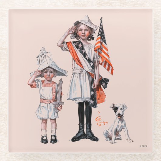 Vierde juli glazen onderzetter (Voorkant)