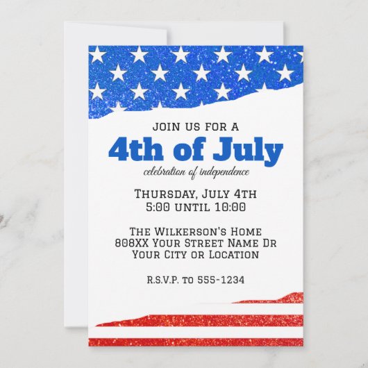 Vierde Juli Glitter Amerikaanse Vlag Kaart (Voorkant)