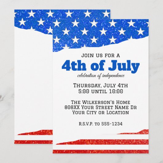 Vierde Juli Glitter Amerikaanse Vlag Kaart (Voorkant / Achterkant)