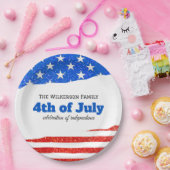 Vierde juli Glitter Amerikaanse vlag Papieren Bordje (Feest)