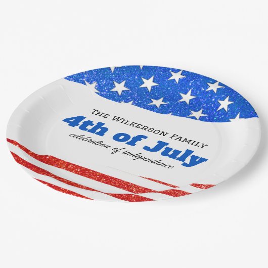 Vierde juli Glitter Amerikaanse vlag Papieren Bordje (Gekanteld)