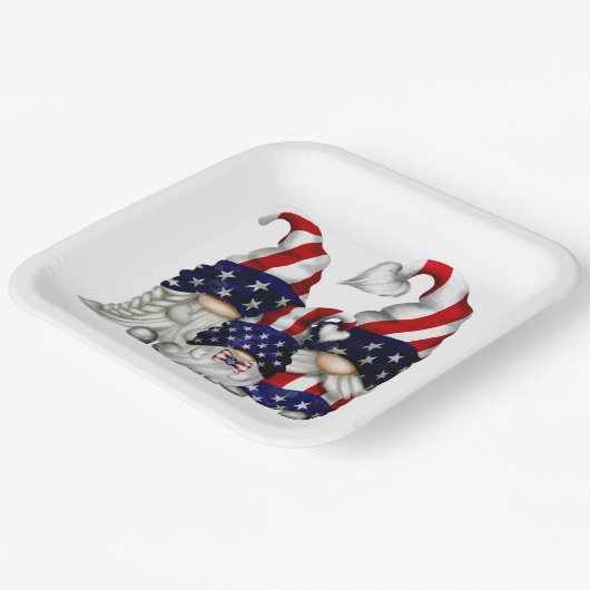 vierde juli gnomen papieren bordje (Gebogen)