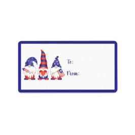 Vierde juli Gnomen Red White Blue Etiket