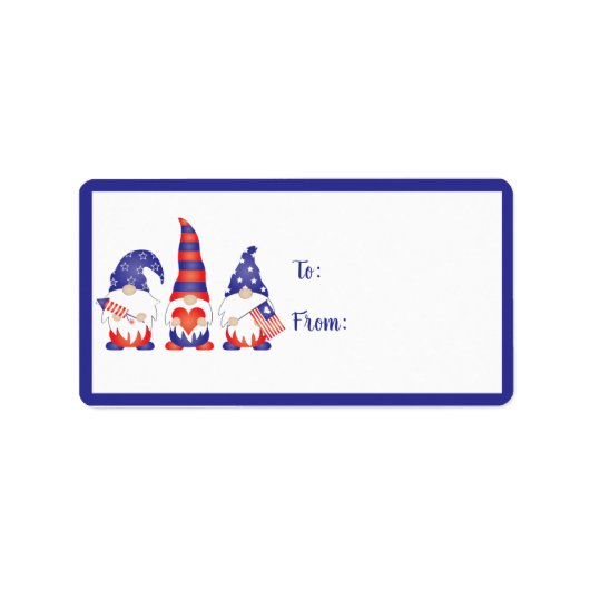 Vierde juli Gnomen Red White Blue Etiket (Voorkant)