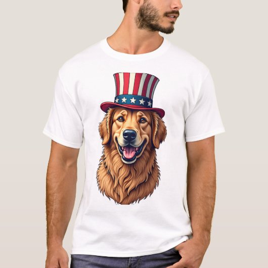Vierde Juli Golden Retriever Vintage T-shirt 4 (Voorkant)