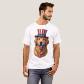 Vierde Juli Golden Retriever Vintage T-shirt 4 (Voorkant volledig)