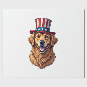 Vierde Juli Golden Retriever Vintage T-shirt 4 Cadeaupapier