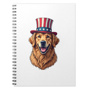 Vierde Juli Golden Retriever Vintage T-shirt 4 Notitieboek