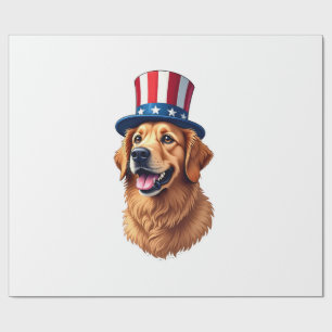 Vierde Juli Goud Retriever Vintage T-shirt Cadeaupapier