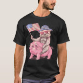 Vierde juli Grappig luiaard Amerikaanse vlag Ameri T-shirt (Voorkant)