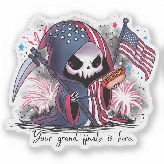 Vierde juli Grim Reaper Sticker (Voorkant)