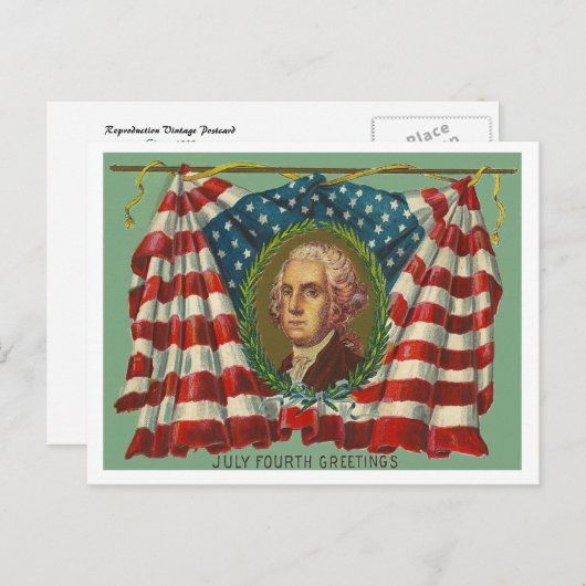 Vierde juli groeten - Washington Briefkaart (Voorkant / Achterkant)